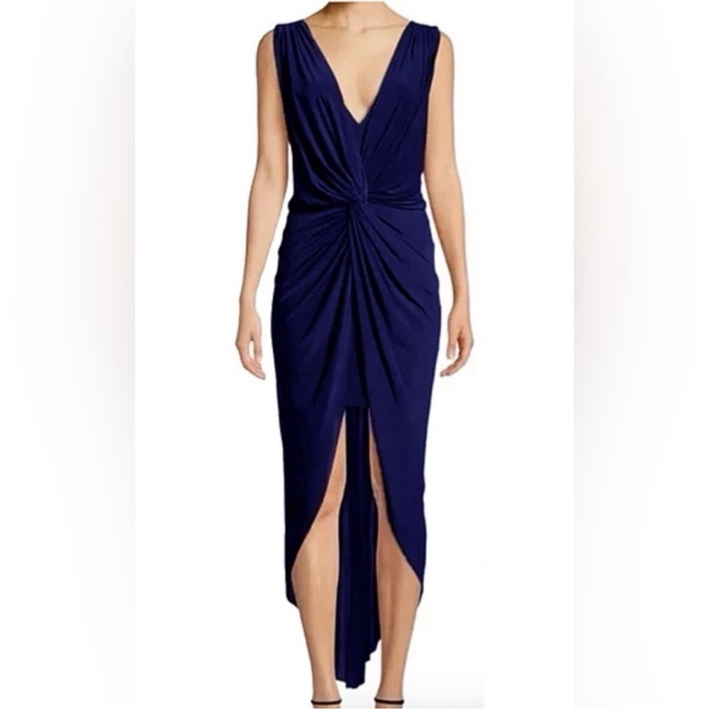 MISA Los Angeles Leza Gathered Crossover Sleeveless Tulip Maxi Dress Size Small